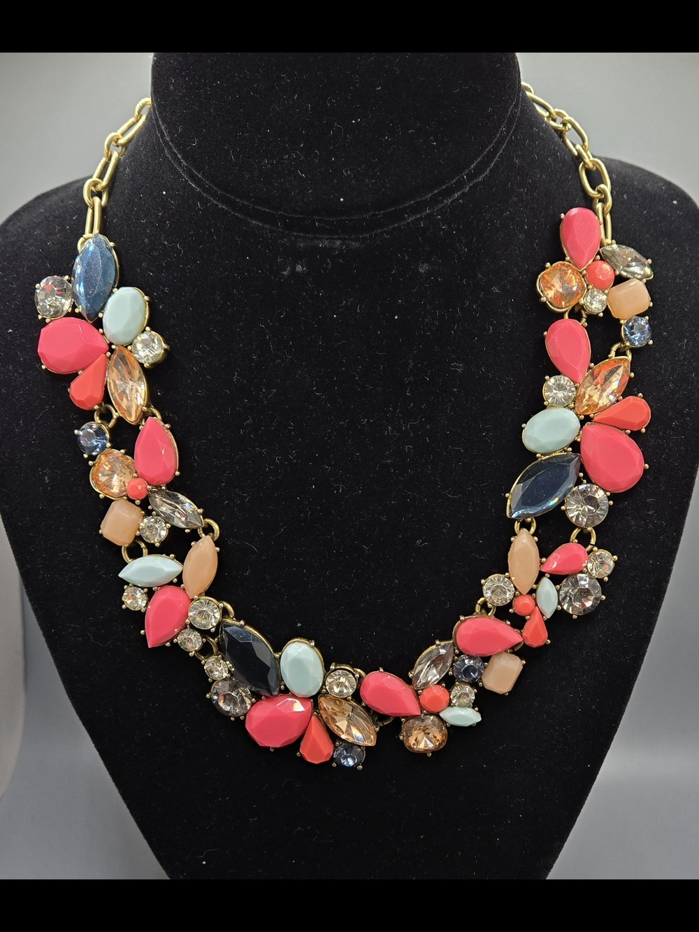J. Crew Multicolor Stone Statement Necklace 16" + 2" Extender